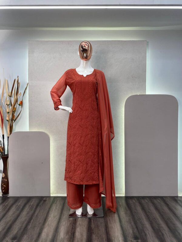 GEORGETTE TOP  AND PLAZO WITH DUPATTA - Image 2