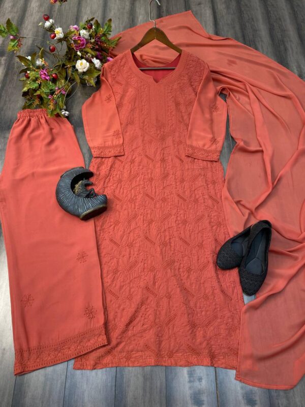 GEORGETTE TOP  AND PLAZO WITH DUPATTA - Image 3