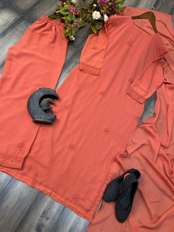 GEORGETTE TOP  AND PLAZO WITH DUPATTA - Image 4
