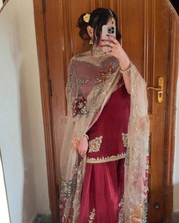 SUIT WITH FULL FLAIR WORK GHARARA - Image 2