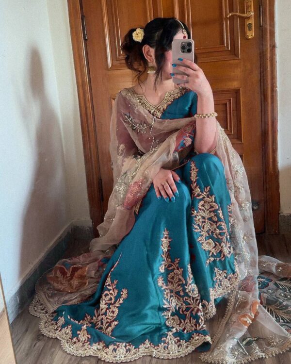 SUIT WITH FULL FLAIR WORK GHARARA - Image 4