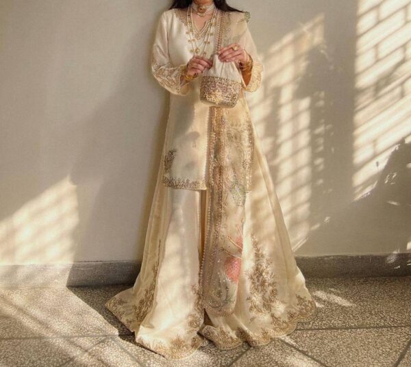 SUIT WITH FULL FLAIR WORK GHARARA