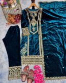 Pure Viscose Velvet Top Plazzo & Dupatta Set