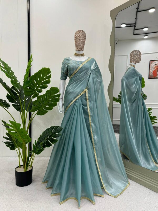 Designer Saree on Zimmy Chu Febric with Fancy  Blouse