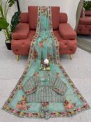 Designer Saree on Tibby Silk Febric with Fancy Blouse