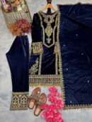Pure Viscose Velvet Top Plazzo & Dupatta Set
