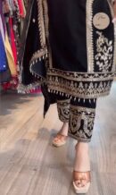 Pure Viscose Velvet Top Plazzo & Dupatta Set
