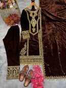 Pure Viscose Velvet Top Plazzo & Dupatta Set
