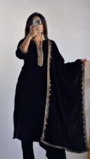 New Designer Black Velvet Pant Suit