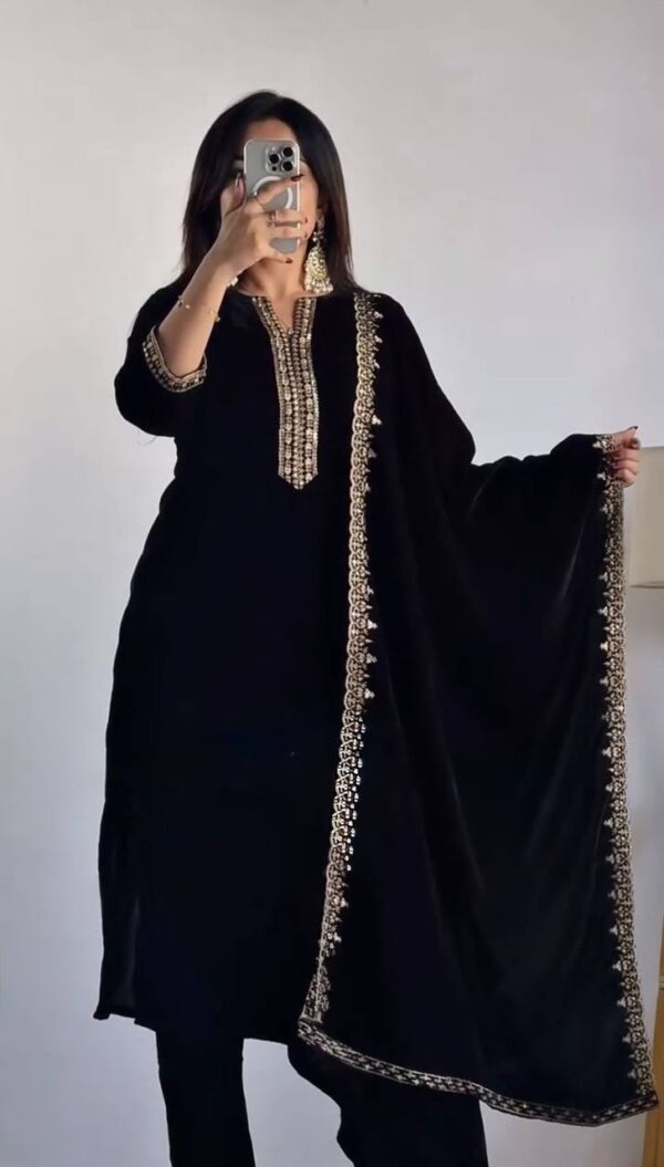 New Designer Black Velvet Pant Suit