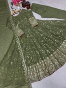 Party Wear Look Fancy Anarkali Gown,Dupatta & Bottom Set