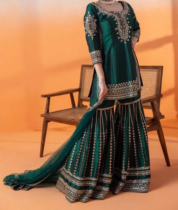 Trending Party Wear Gharara Top With Fancy Dupatta