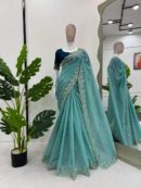 Beautiful Designer Saree on Crunchy Silk Febric With Blouse