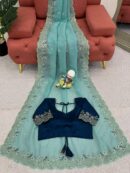 Beautiful Designer Saree on Crunchy Silk Febric With Blouse