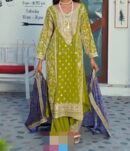 Parrot Coloured Kurti Plazzo With Dupatta