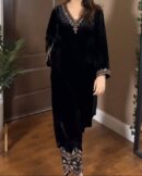 Viscose Velvet Suit With Bottom Ready To Wear Outfit