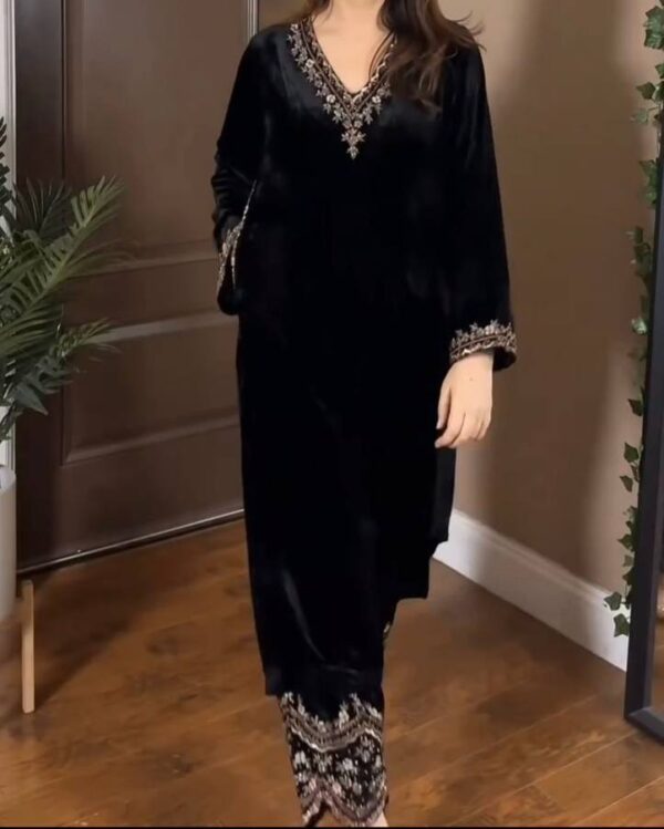 Viscose Velvet Suit With Bottom Ready To Wear Outfit