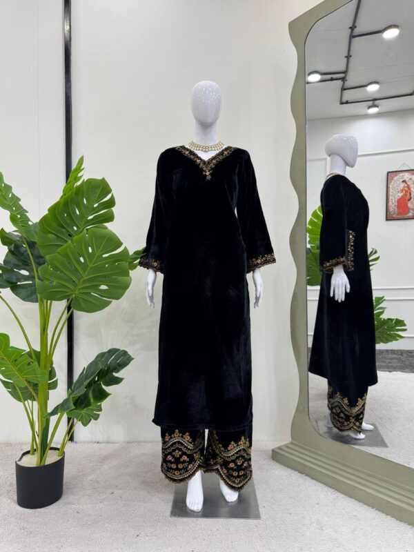 Viscose Velvet Suit With Bottom Ready To Wear Outfit - Image 2