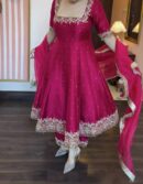 Silk Anarkali Gown,Dupatta & Pent Set