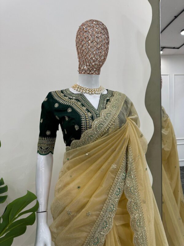 Saree  and blouse  with Coding & Sequnce work. - Image 5
