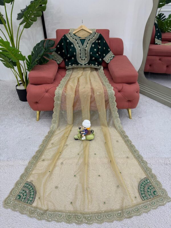 Saree  and blouse  with Coding & Sequnce work. - Image 2