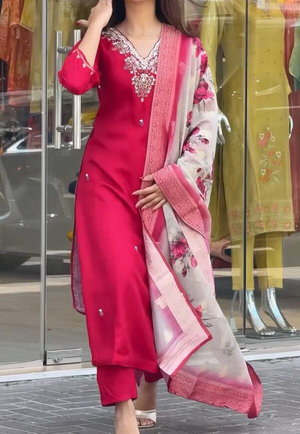 TOP AND PANT WITH FANCY DUPPATA AND EMBROIDERY WORK