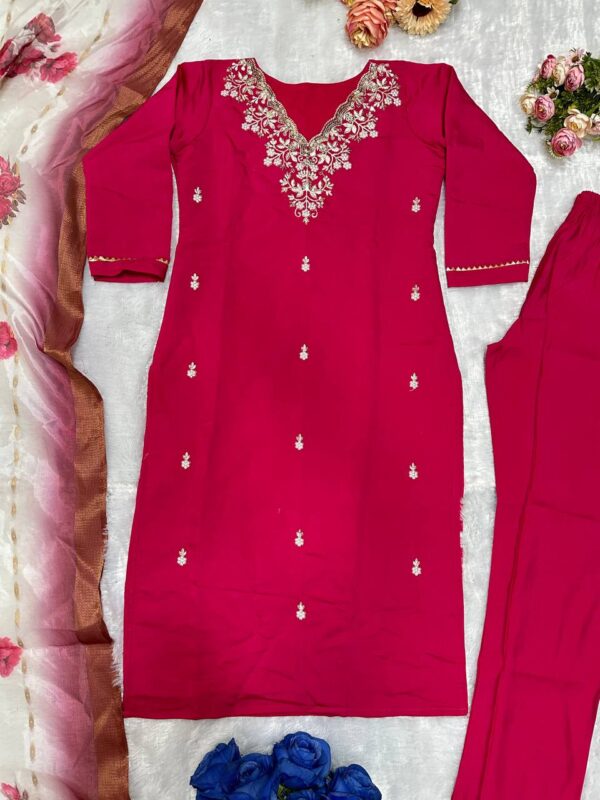 TOP AND PANT WITH FANCY DUPPATA AND EMBROIDERY WORK - Image 3