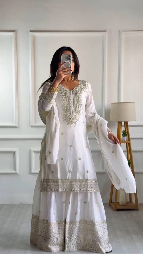 Top-Plazo And Dupatta Set With Fully Stitched