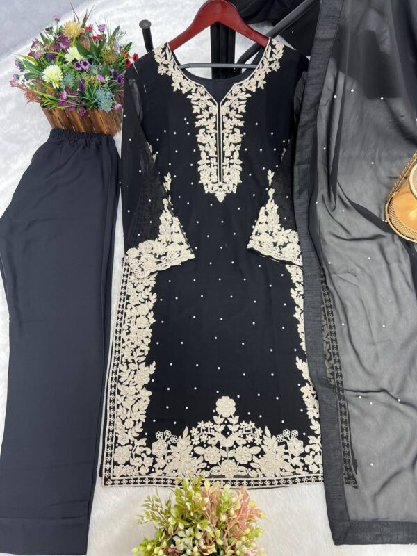 Pakistani Eid Collection Top-Bottom And Dupatta Set Fully Stitched Ready To Wear - Image 3