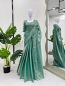 Designer Saree on Fandy silk Febric with Hand work Blouse