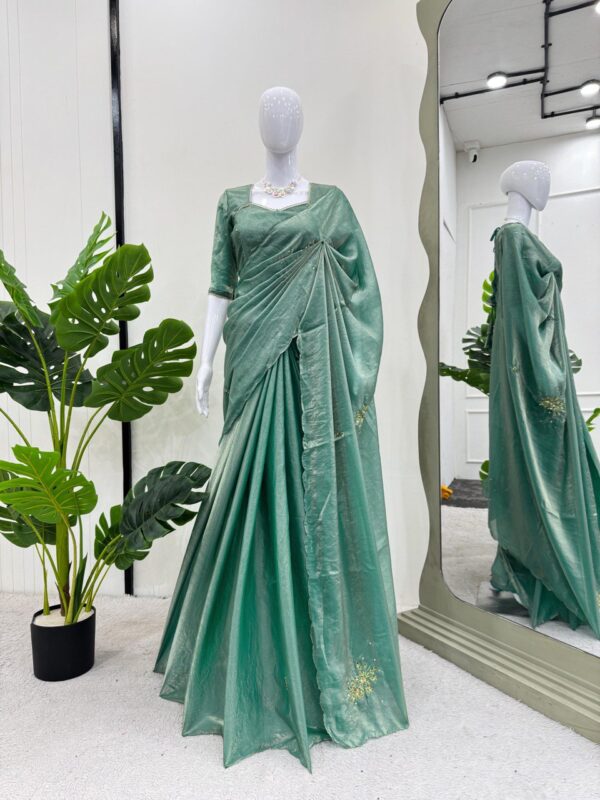 Designer Saree on Fandy silk Febric with Hand work Blouse