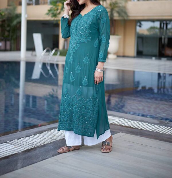 TOP WITH COTTON THREAD EMBROIDERED WORK AND  PLAZO
