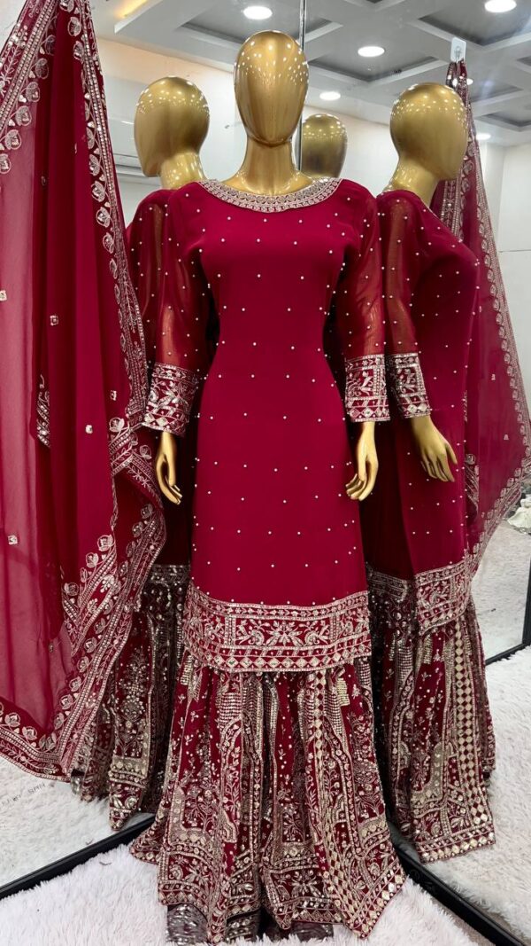 Top-Gharara And Dupatta Set Fully Stitched Ready To Wear Collection - Image 5