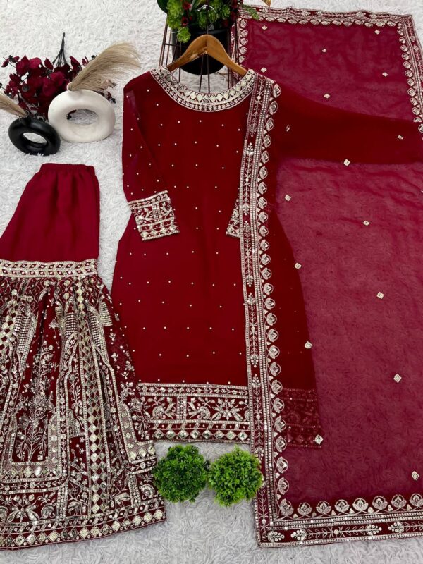 Top-Gharara And Dupatta Set Fully Stitched Ready To Wear Collection - Image 2