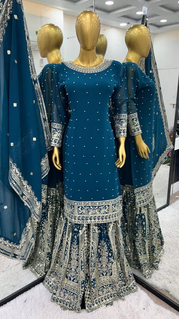 Top-Gharara And Dupatta Set Fully Stitched Ready To Wear Collection - Image 3
