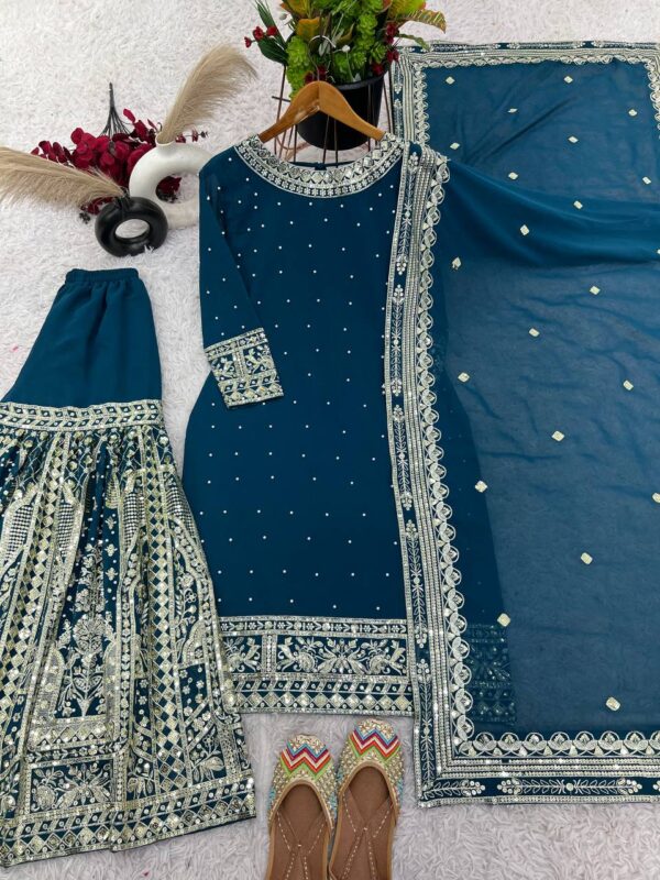 Top-Gharara And Dupatta Set Fully Stitched Ready To Wear Collection - Image 4