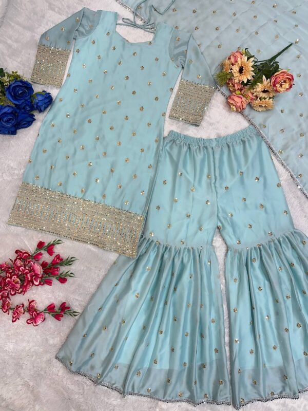TOP AND PLAZZO WITH FANCY DUPPATA - Image 3