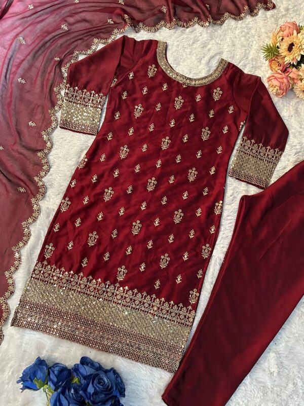 PARTY WEAR TOP AND PANT WITH FANCY DUPPATA - Image 2