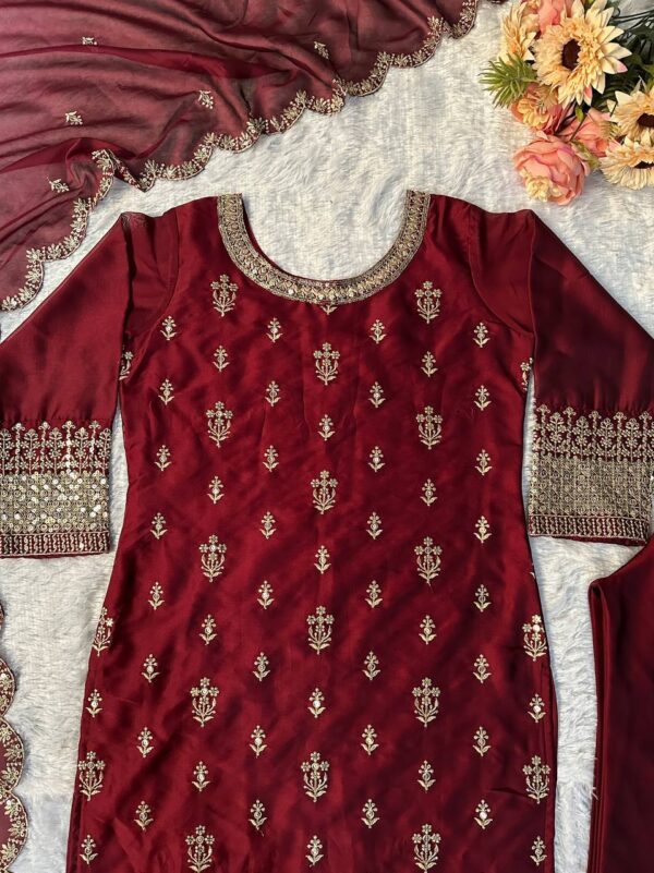 PARTY WEAR TOP AND PANT WITH FANCY DUPPATA - Image 3