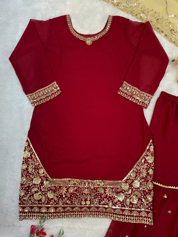 WEDDING SPECIAL GHARARA TOP WITH DUPATTA - Image 3