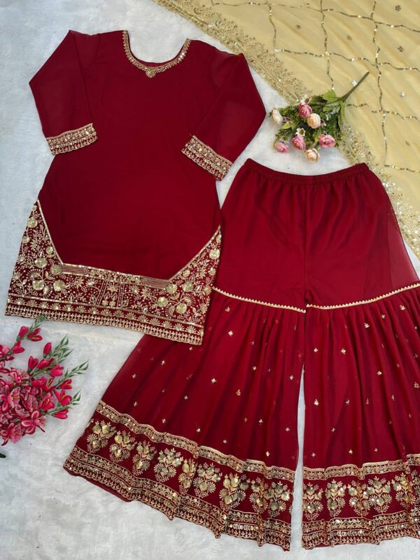 WEDDING SPECIAL GHARARA TOP WITH DUPATTA - Image 4