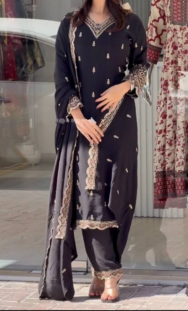Top-Plazo And Dupatta Set With Fully Stitched Ready To Wear - Image 2