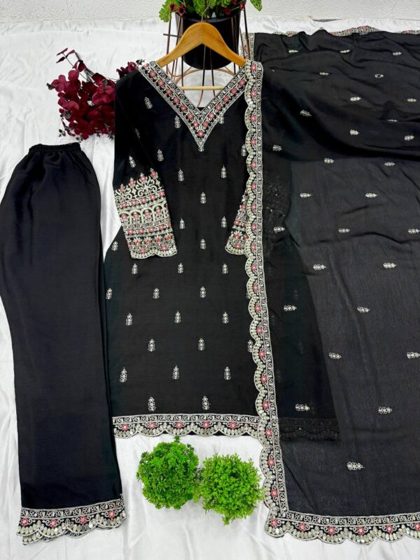 Top-Plazo And Dupatta Set With Fully Stitched Ready To Wear - Image 3
