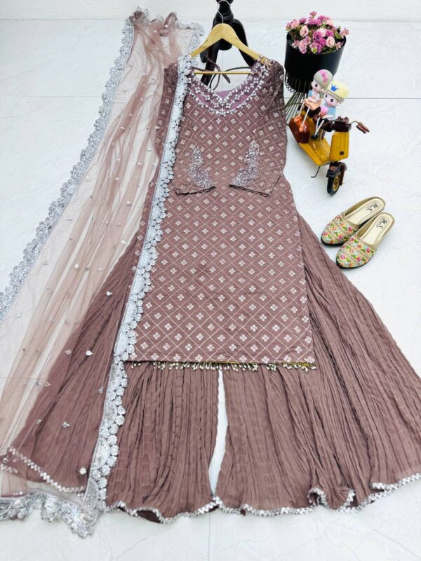 Top Pallazo & Dupatta Set Ready to Wear - Image 5