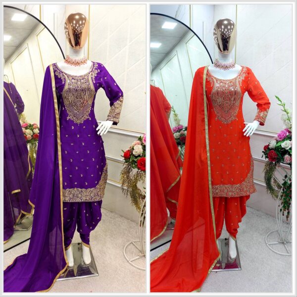 Top-Dhoti and Dupatta Set Fully Stitched Ready To Wear - Image 2