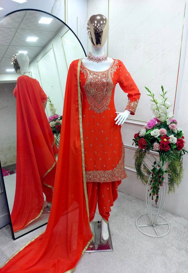 Top-Dhoti and Dupatta Set Fully Stitched Ready To Wear - Image 5