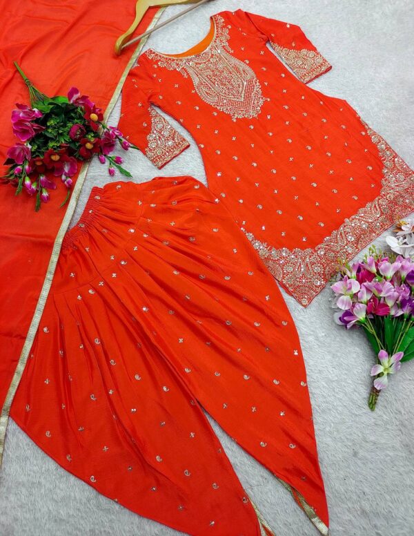 Top-Dhoti and Dupatta Set Fully Stitched Ready To Wear - Image 6