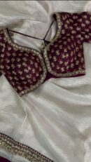 Saree on Crunchy Silk Febric with Thred & Sequnce work and Blouse