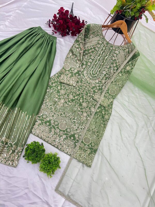 Top-Plazzo and Dupatta With Heavy Embroidery Work - Image 4