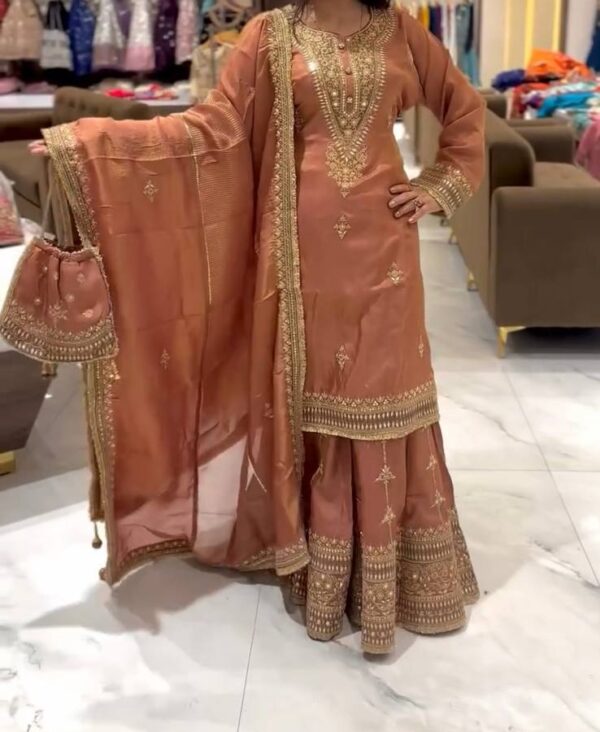 Top-Bottom And Dupatta Set  Ready To Wear - Image 2